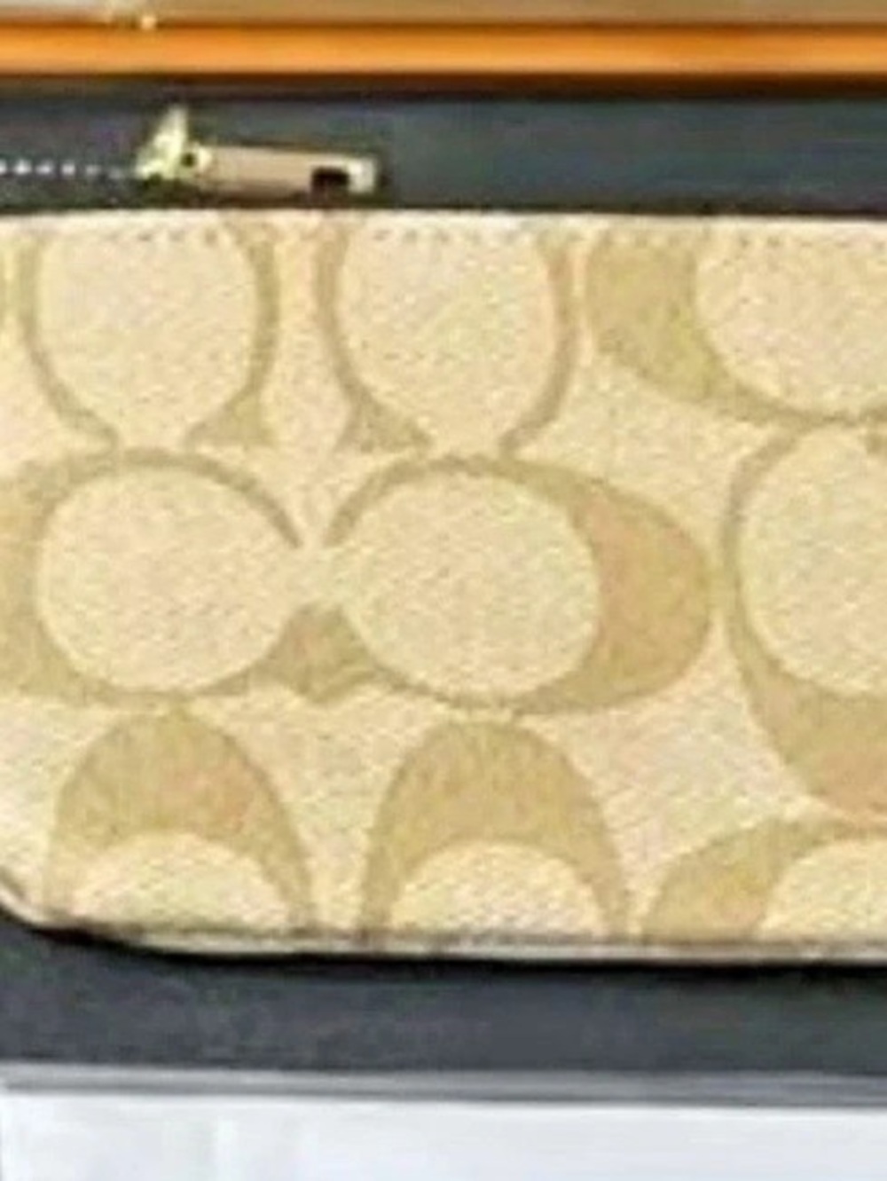 Mini Skinny ID Case, card holder or coin pouch In Signature Canvas Beige & Brow